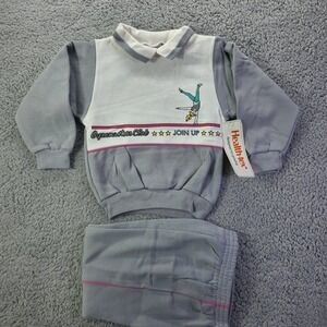 Vintage Health-tex Kids Gymnastics Club Tracksuit Set Gray White Size 4 67750